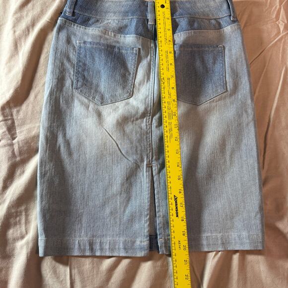Sam Edelman Women's sz 4 Denim Skirt Patchwork Midi Bohemian Rhapsody NEW - Picture 8 of 8